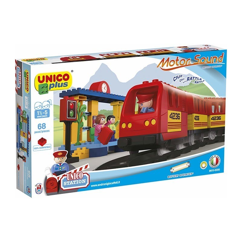 Детски конструктор - влакче с релси и жп гара Unico