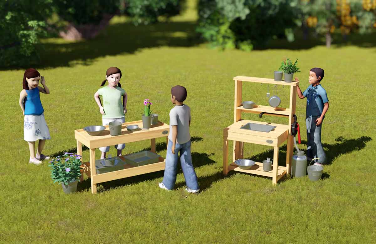 Детски кухненска маса с аксесоари за игра на открито