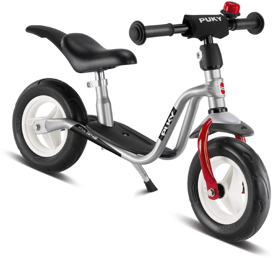 Детско колело без педали със степенка и звънец PUKY LR M PLUS - сребристо и червено