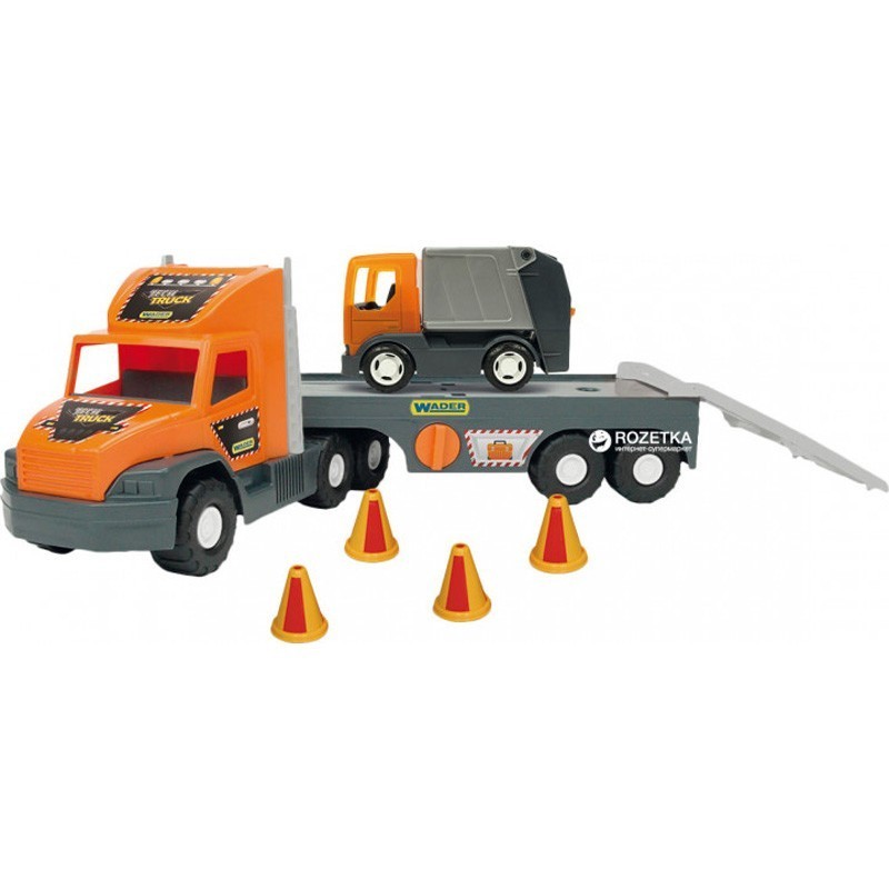 Гигантски камион играчка с ремарке и малко камионче