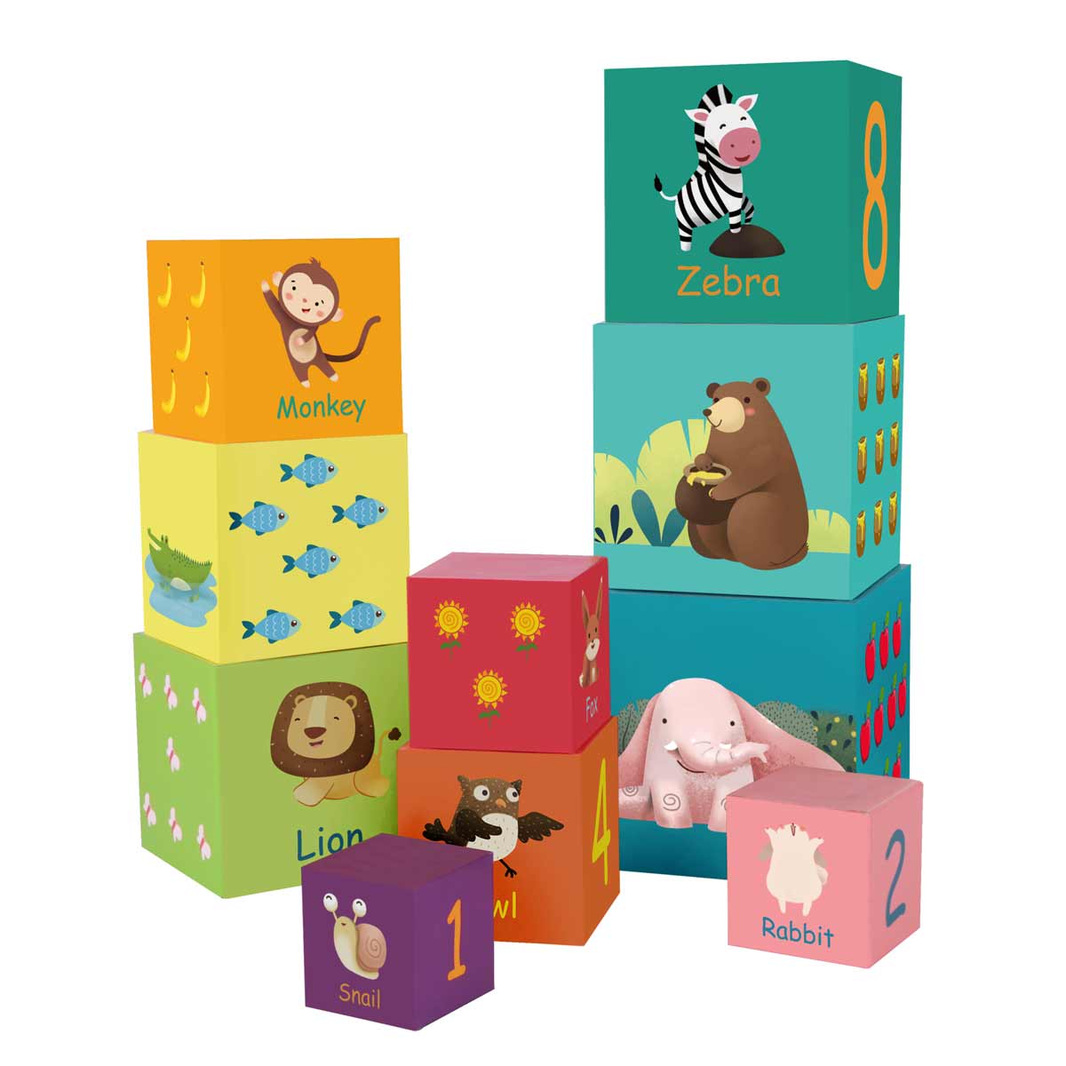 Картонени кубчета за редене - горски животни