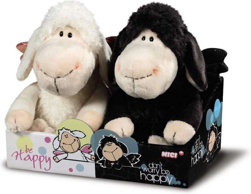 Комплект плюшени играчки - овците Джоли, бяла и черна, 20 см