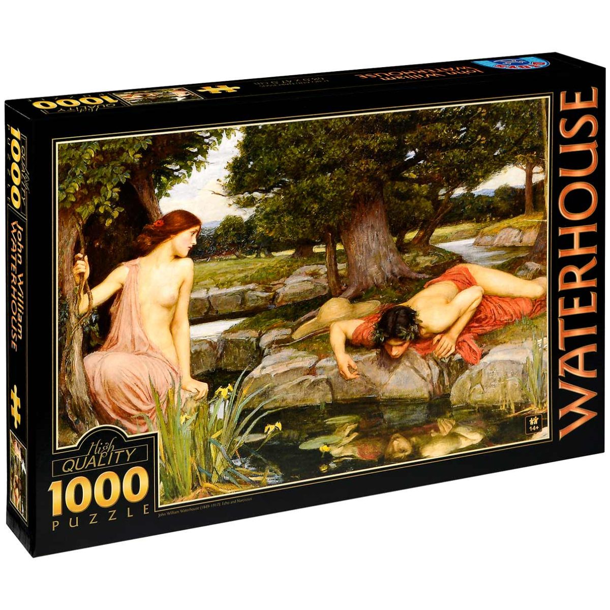 Пъзел D-Toys от 1000 части – Ехо и Нарцис, Джон Уилям Уотърхаус