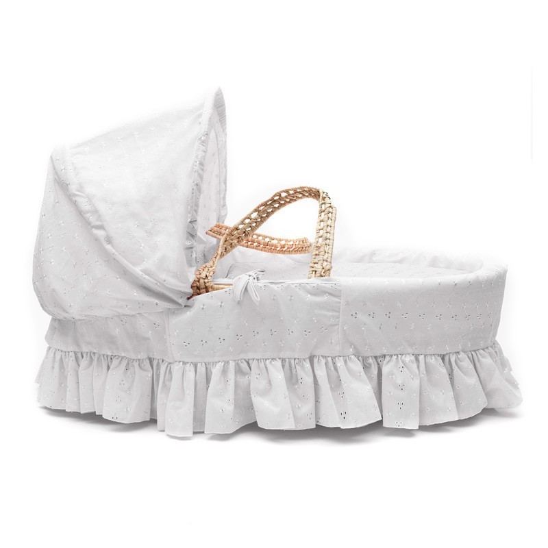 Плетено кошче за новородено, Бяла Английска бродерия