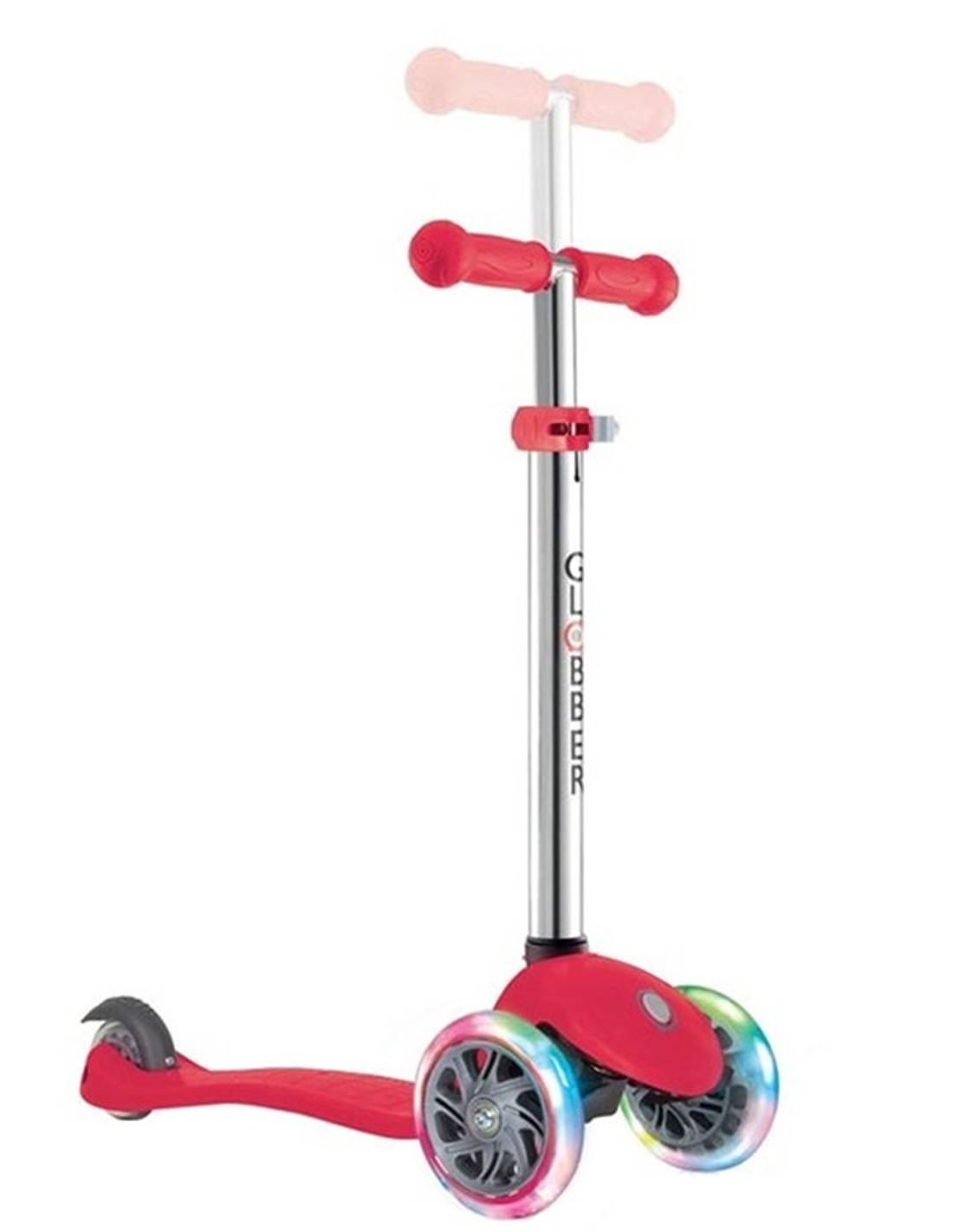 Тротинетка - триколка EVO 4 в 1 Light за деца със светещи колела - Червена