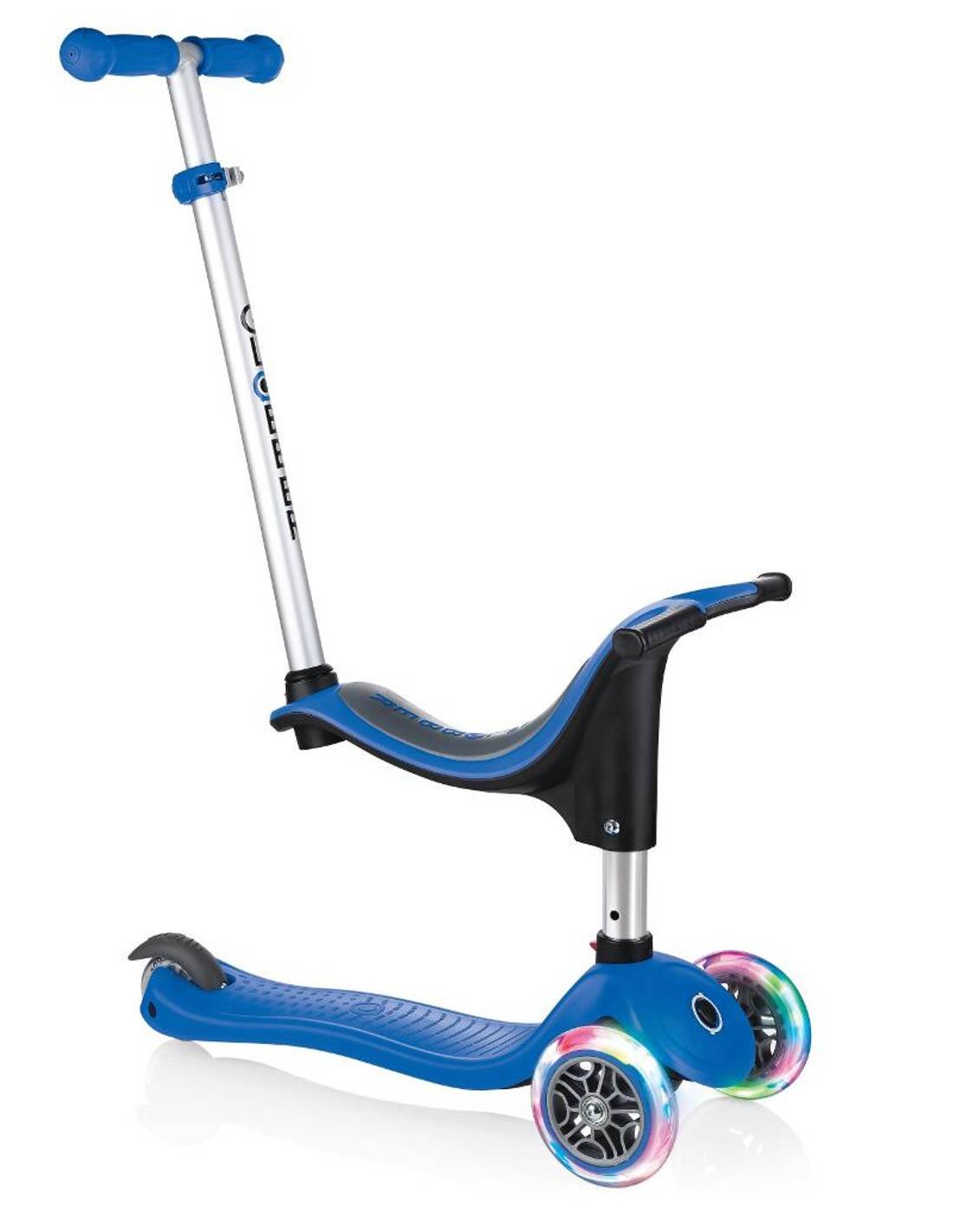 Тротинетка - триколка EVO 4 в 1 Light за деца със светещи колела - Синя