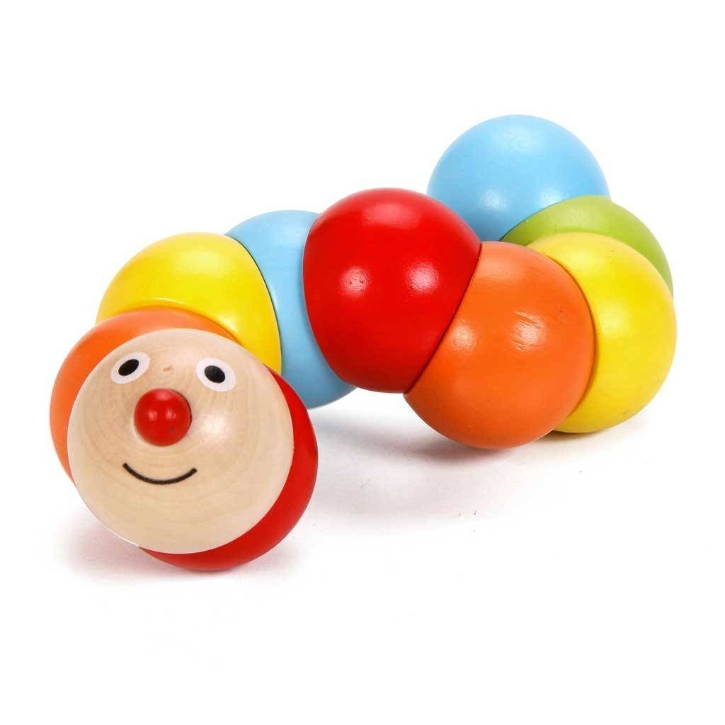 Цветна дървена гъсеница - дървена играчка