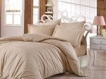 Луксозно спално бельо на райе от 100% памучен сатен - LINE BEIGE