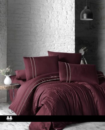 Спално бельо делукс сатен - STRIPE STYLE DARK RED