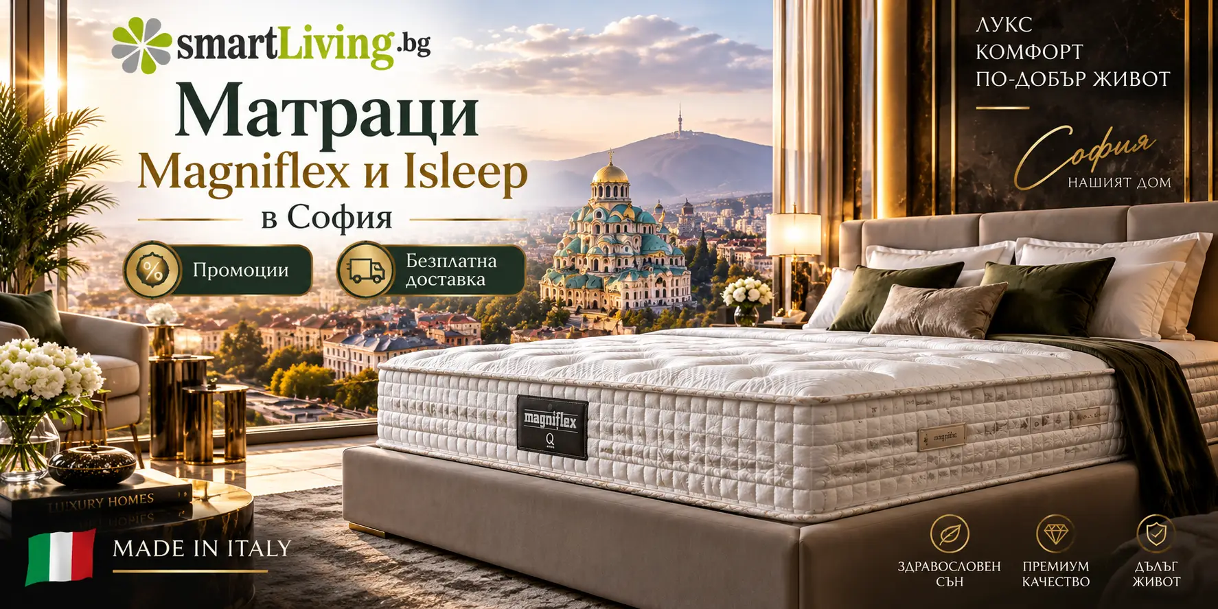 Италиански матраци град София промоции и безплатна доставка | smartliving.bg