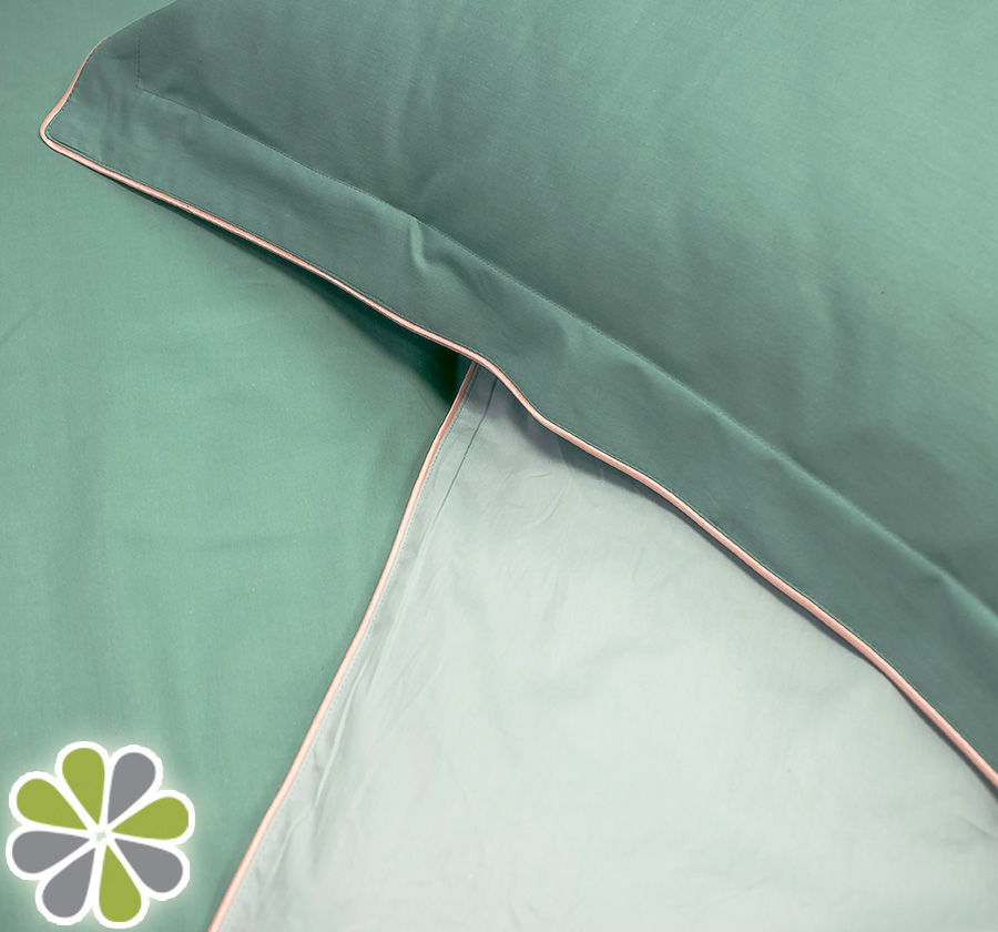 Спален комплект Памучен сатен Двуцветен Тъмно зелено и Светло зелено