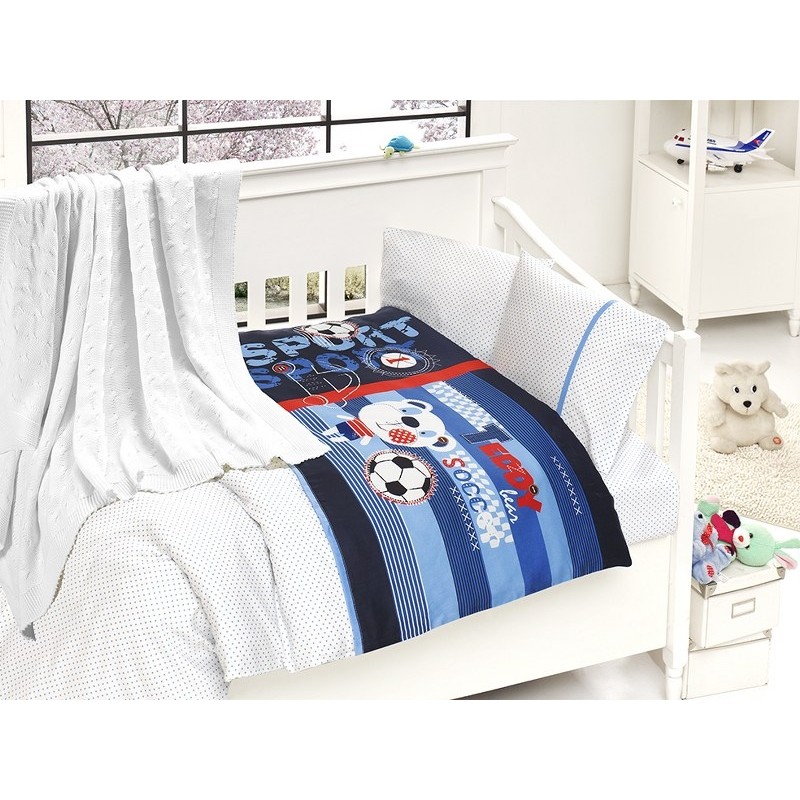 Бебешко спално бельо с плетено памучно одеяло - Tини