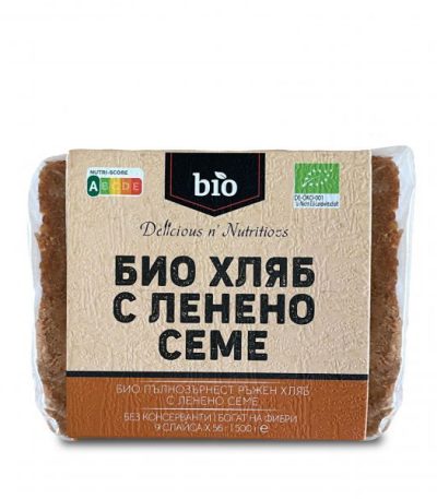 DELICIOUS N' NUTRITIOUS - БИО ХЛЯБ С ЛЕНЕНО СЕМЕ - 500 Г