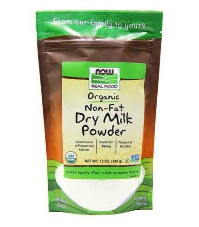 NOW - ORGANIC DRY MILK WITH PROTEIN & CALCIUM - NON FAT - 341 GRAMS