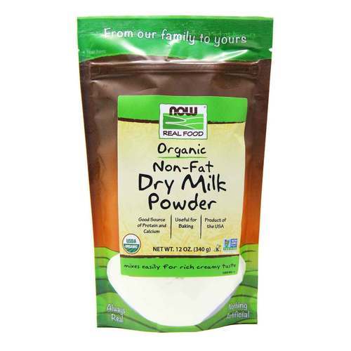 NOW - ORGANIC DRY MILK WITH PROTEIN & CALCIUM - NON FAT - 341 GRAMS