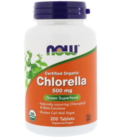 NOW - CHLORELLA 500 МГ (ORGANIC) - 200 ТАБЛЕТКИ