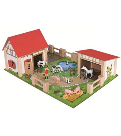 Simba Toys - Дървен комплект Eichhorn - Ферма, 25 части