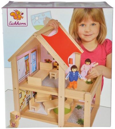Simba Toys - Дървена къща за кукли Eichhorn - С включени кукли