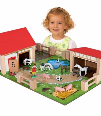 Simba Toys - Дървен комплект Eichhorn - Ферма, 25 части