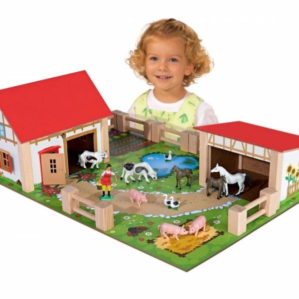 Simba Toys - Дървен комплект Eichhorn - Ферма, 25 части